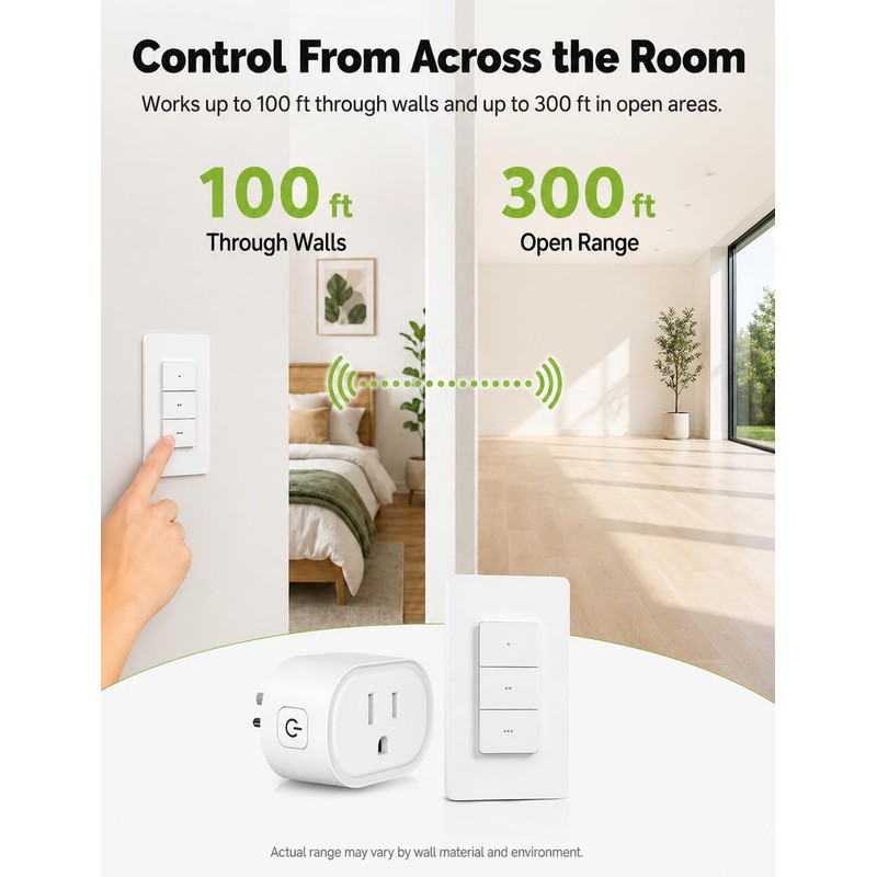MOES Wireless Remote Control Outlet Switch, 15A, 1 Outlet 1