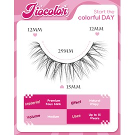 Wispy Strip Lashes Natural Look C Curl Volume False Eyelashes Short Mink Lashes 3D Classic Fake Lashes Small Fairy Eye Lashes Pack 15mm 83-SHE CUTE