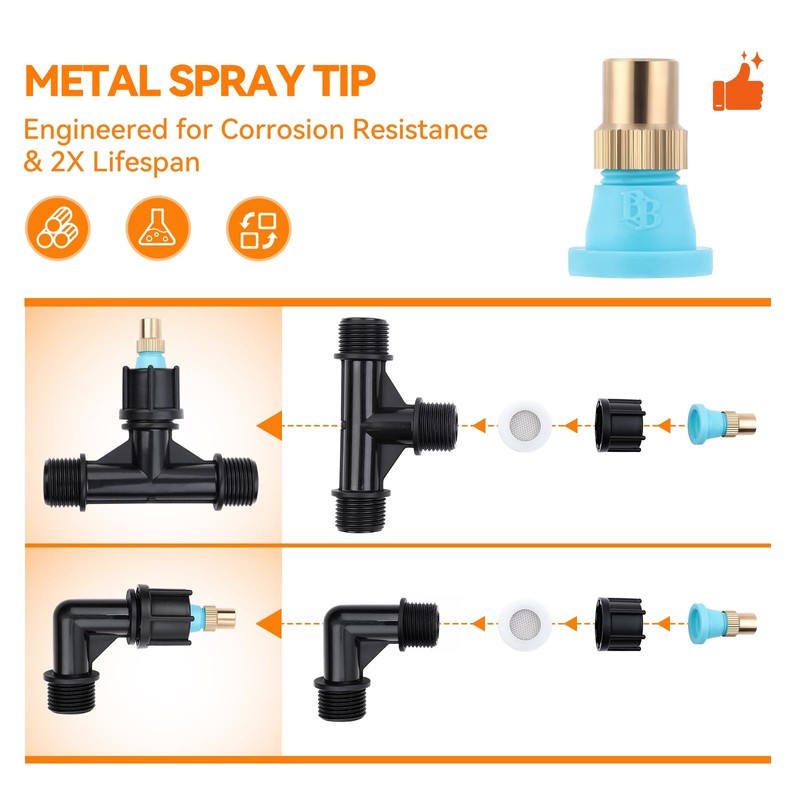 6-Nozzle Poly Boom Wand with 3/8" Brass Fitting, 7.5 Ft.