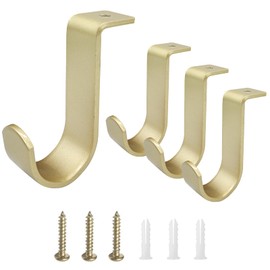 Kowibcl Curtain Rod Brackets for Ceiling-Mounted, Drapery Rod Holder for 1" Diameter Rod, Set of 4,Gold