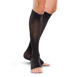 Cerafarm Medical Elastic Stockings, Unisex, Toeless Socks, 0.8 - 1.2 inches (20 - 30 mmHg, Thin, General Medical Equipment) (L, Black)