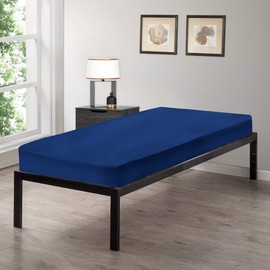 Gilbins Cot Size 30" x 75" Fitted Sheet, Made of Ultra Soft Cotton, Perfect for Camp Bunk Beds/RVs/Guest Beds Navy