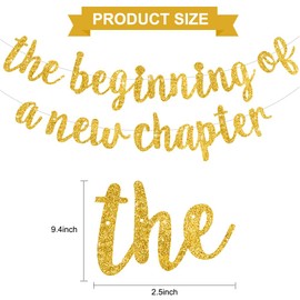 DecoGlee The Beginning of A New Chapter Leaving Party Decorations Happy Retirement Supplies Party Sign Garland Graduation Banner Glitter Gold