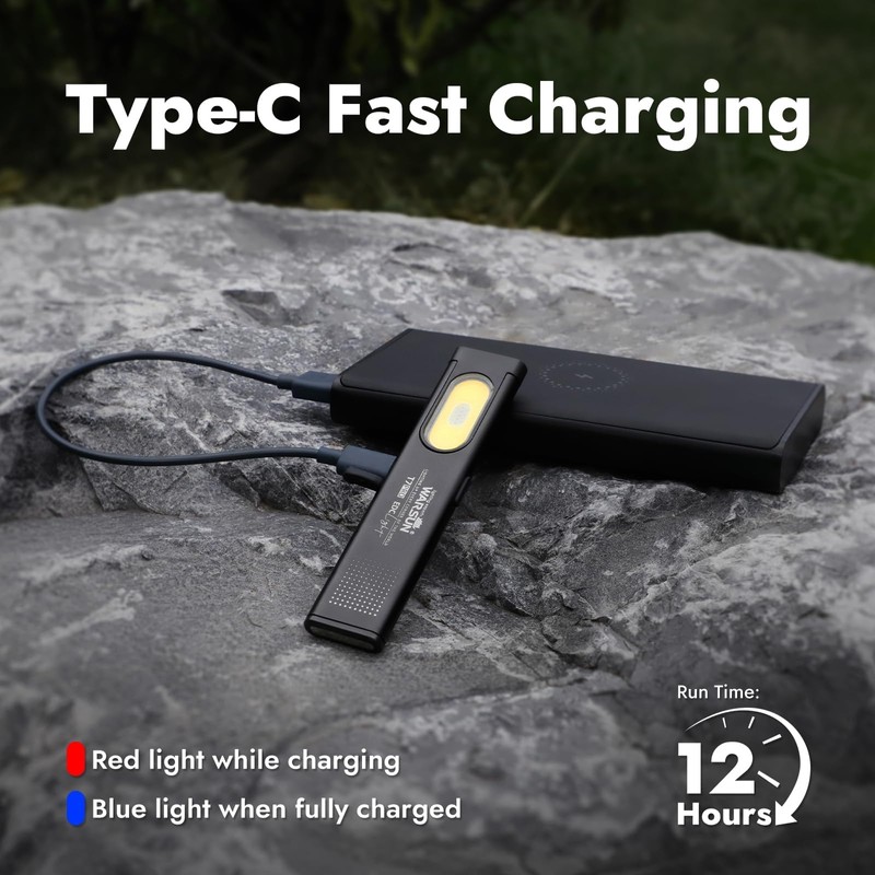 WARSUN T7 EDC Flashlight, Compact Multi-Mode Pocket LED Flashlight, USB-C
