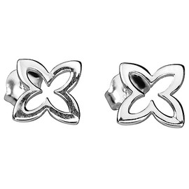 SILBERMOOS Women's Stud Earrings Clover Flower Rosette Shiny 925 Sterling Silver Earrings, Sterling Silver, Not applicable