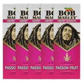 Bob Marley Wraps - Passion Fruit Flavor - Pack of 5 Pouches (2 Wraps Per Pouch)