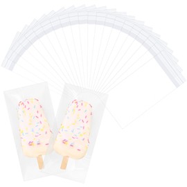 Miraclekoo 100 Pcs Popsicle Bags, Clear Self Sealing Cellophane bag for Ice Pop, Cakesicles