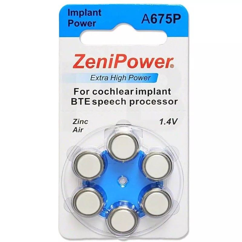 Cochlear ZeniPower Cochlear Implant Batteries Size A675P Zero Mercury 60