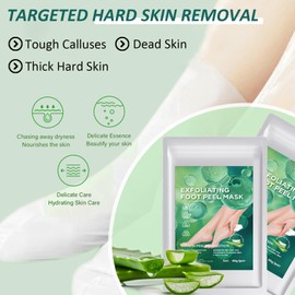 Foot Mask Peel With Aloe Extract - Foot Peel Mask For Hard Skin, Callus, Dead Skin & Dryness - Daily Care Foot Soak For Exfoliation & Moisturizing Cracked Heels - 2Pairs
