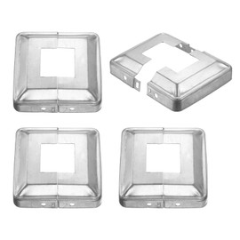 sourcing map 4Pcs Post Base Cover, 3.75"x3.75" (Internal Size 1.4"x1.4") Metal Split Style Post Skirt, Porch Column Wrap for Post Fence Deck Cable Railing Baluster Stair Rails, Silver