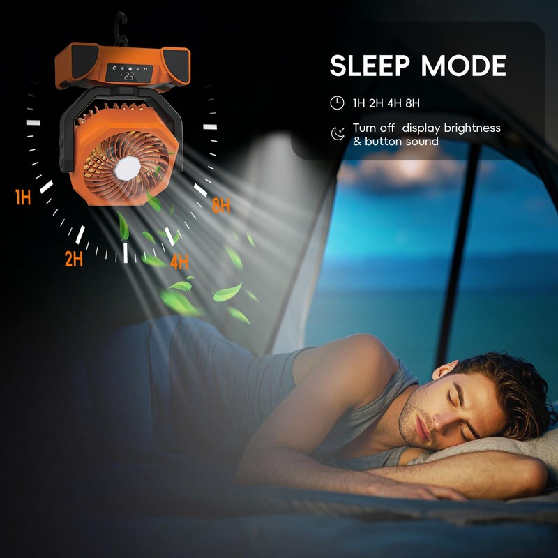 20000mAh Solar Camping Fan, Portable Rechargeable Battery & Solar Powered