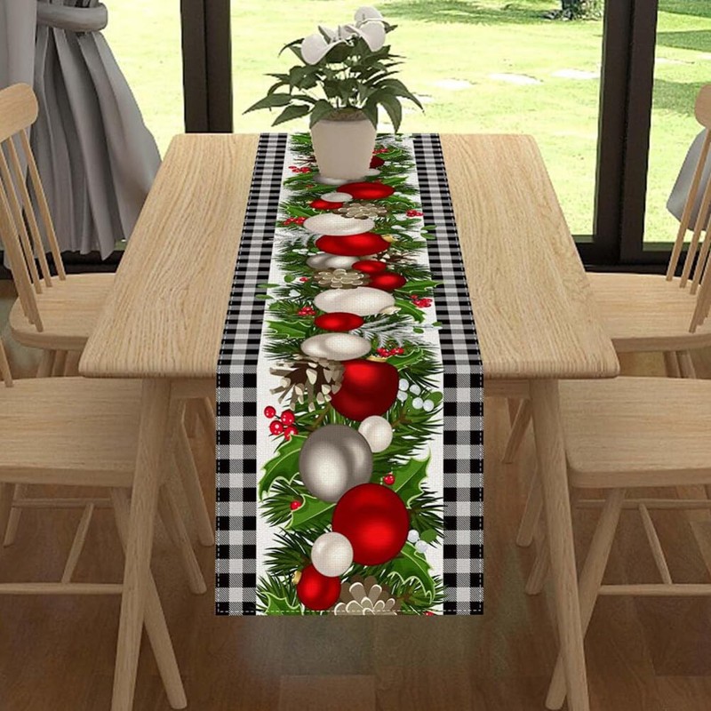 TOVINANNA Christmas Table Runner Elegant Holiday Tablecloth for Dining and