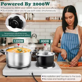 1800W Electric Hot Plate for Cooking, Dual Control Infrared Burner Cooktop Portable Heating Hot Plate Stove Countertop RV Hotplate with Glass Cooktop Stepless Temperature Adjustments for Home Camp