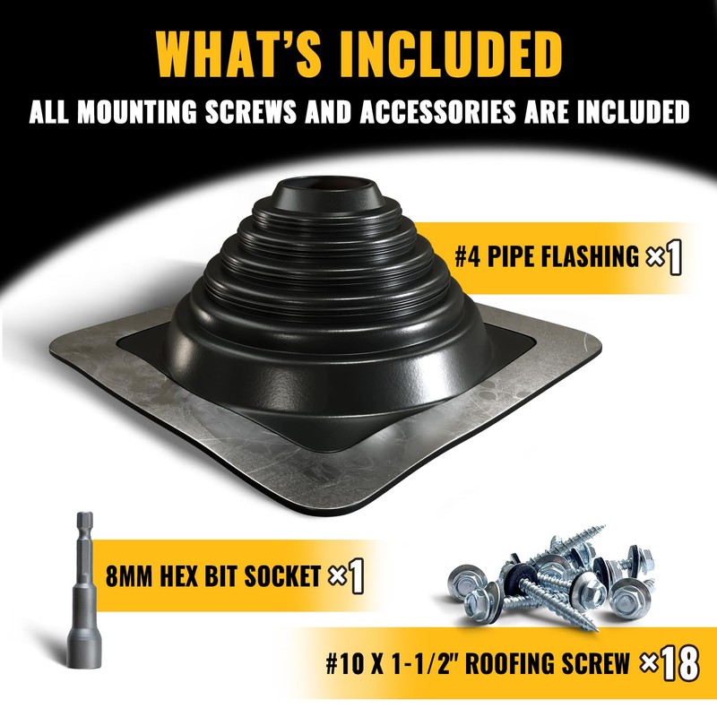 VIVIDA #4 Silicone Metal Roof Pipe Boot, High Temp Flexible