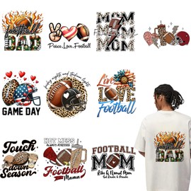 10 Sheets Football Iron on Transfers, DTF Transfers Ready to Press, Football Iron on Patches for T-Shirts, Canvas Bag, Pillow, Hoodie DIY Crafts