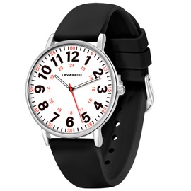 Bomieux Nurse Watch for Nurses Doctors Women Men,Waterproof Analog Watches with Luminous Dial and Japanese Quartz Movement,Easy to Read Military Time Watch with Second Hand, 12/24 Hours,Silicone Band