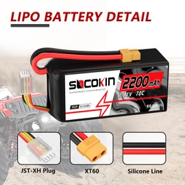 3S Lipo Battery 11.1V 70C 2200mAh Batteries Short Soft Case RC Car Battery with XT60 Connector Plug for RC Crawler Cars Trucks Airplanse Quadcopters Boats
