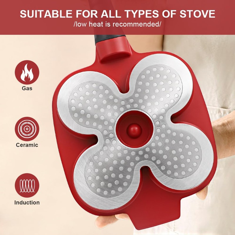 RANX INGST 4-Cup Egg Pan with Lid, Nonstick Omelette Skillet