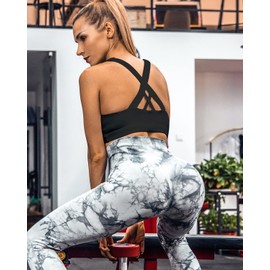 RUNNING GIRL Sports Bra for Women, Criss-Cross Back Padded Strappy Sports Bras Medium Support Yoga Bra with Removable Cups A-black