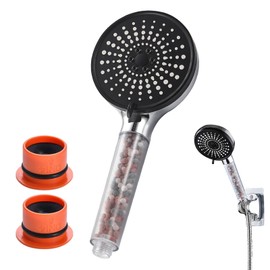 Shower Head with Beads, 13cm Large Shower Head with 2pcs Check Valve, Powerful High Pressure Bath Shower Parts Handheld Showers for Home Gym Use