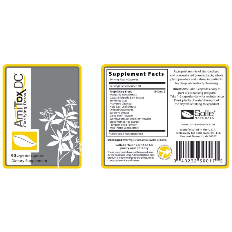 Solle Naturals, AmiTox, Clarifying Detox, Healthysolle, 90 vegetable capsules