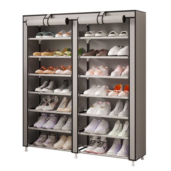MOYIPIN Shoe Rack Storage Organizer, Double Row Portable Nonwoven Fabric