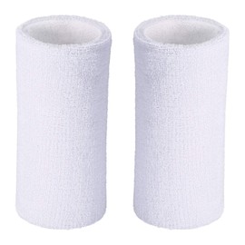 WILLBOND 6 Inch Wrist Sweat Bands for Men Women Tennis Elastic Athletic Long Sweatband Wrist Absorbent for Basketball Tennis Running Outdoor Activity(White)