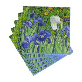 Caspari Van Gogh Irises Paper Luncheon Napkins - Four Packs of 20