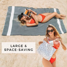 furora HOLIDAY Beach Towel for adults (cotton): Extra Large 100x200 cm / 39x79 Inch | lightweight, wearable Turkish Towel Fouta, sand free | Travel Towel, Picnic Blanket, Women Men Holiday Essentials