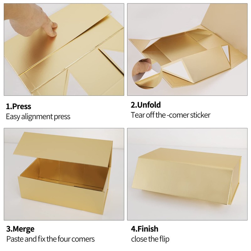 Gold Gift Box 10" x 6" x 3" with Magnetic