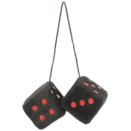 Sumex Fluffy Furry Hanging Spotty Dice (Black with Red Spots) - Hanging Dice - Ornament - Plush Furry Fabric - Birthday, Christmas