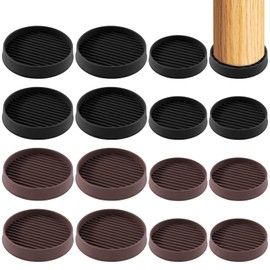 Swpeet 4Pcs 3" x 3" Round Brown Rubber Anti Skid Caster Cups Non Slip Furniture Pads Kit, Anti-Slip Gripper, Anti Skid Furniture Feet Anti Slide Floor Stoppers for Bed Couch Table Chair Stoppers