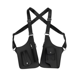 ASTRULUME Premium Leather Adjustable Underarm Shoulder Holster Bag for Men and Women，Multi-Pocket Anti-Theft Double Shoulder Armpit Bag (Black)