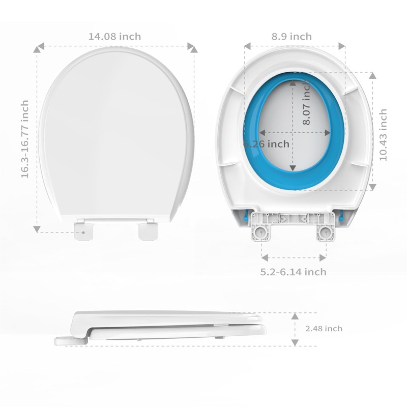 Round Toilet Seat 16.5'' with Toddler Seat Built in, Potty