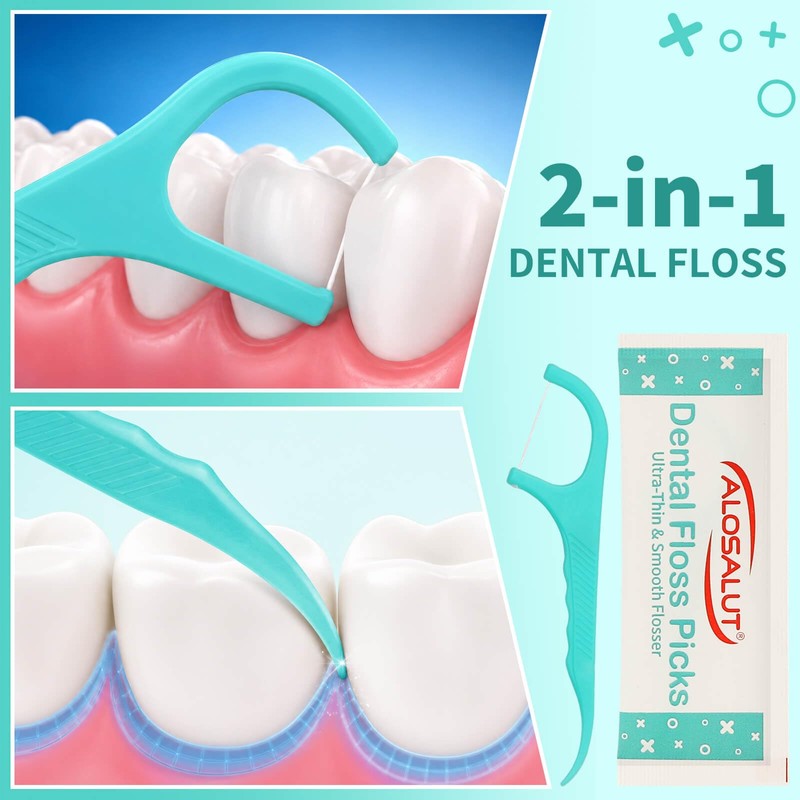 300 Pack Individually Wrapped Dental Floss Picks - Mint Flavored