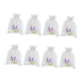 ULTECHNOVO 8pcs Small Drawstring Sachet Bags for DIY Crafts and Wedding Party Supplies Breathable Canvas Pouches with Lavender Pattern Scented Sachets Storage for Aromatherapy and Gift