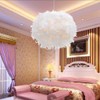Surpars House Plug in Pendant Light White Feather Chandelier with