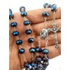 Nazareth Store Deep Blue Crystal Beads Rosary Catholic Necklace Holy