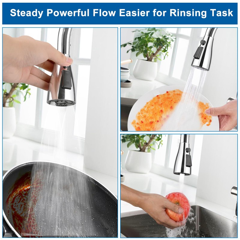 Xlajiao Kitchen Faucet Head Replacement, Premium 3 Function Pull Down