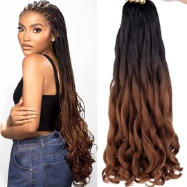 Xtrend 8 Packs French Curly Braiding Hair 66 cm Pre-Stretched Curly Braiding Synthetic Hair Extensions for Women Yaki Texture Bouncy French Loose Wavy Curly Braiding Hair (66 cm, RS30#)