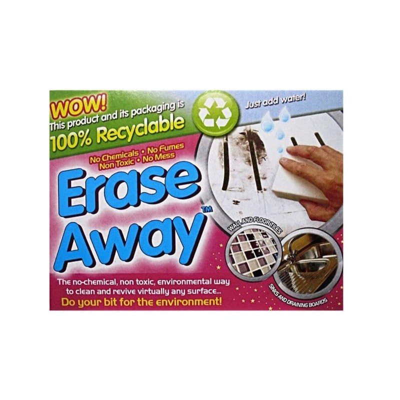Erase Away™ Multi-Surface Cleaning Sponge, No Chemicals, Non-Toxic, Just Add