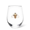 Abbott Collection Stemless Wine Glass with Jewelled Bee - Glass/Metal,