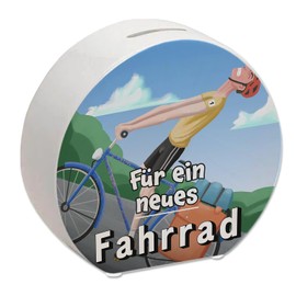 Money Box with Funny Cyclist and Text - For A New Bike as a Gift for Cyclists who want to buy a new bike and save some money
