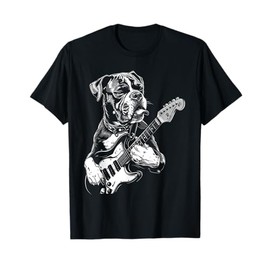 Funny Boxer Dog Playing Electric Guitar Rock Dog Dad T-Shirt for Men Women Girls Kids
