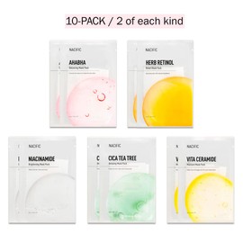 KOSBEAUTY NACIFIC Face Masks Skincare Korean – Premium 10-Sheet Variety Pack for Ultimate Skin Nourishment – Hyaluronic Acid, Ceramide & Vitamin-Infused for All Skin Types