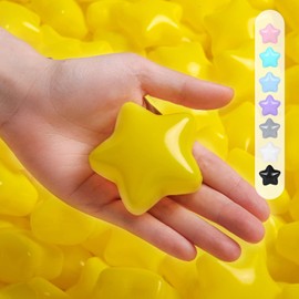 TRENDPLAY Star Ball Pit Balls for Ball Pits -100pcs Plastic Ball Star Shapes Non-Toxic Crush Proof Play Balls for Play Tent Pool Playpen Party Decoration, Stars Shaped Yellow