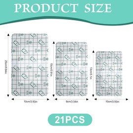21Pcs Waterproof Dressings for Wounds 3 Sizes Waterproof Wound Dressing Clear Plasters Wound Dressing Pads PU Film Waterproof Bandage Ventilate Waterproof Plasters for Swimming Showering