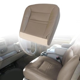 SecosAutoparts Driver & Passenger Side Bottom & Top Lean Back & Armrest Leather Seat Covers Tan Compatible with Ford Excursion Limited XLT 2000 2001