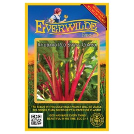 Everwilde Farms - 200 Rhubarb Red Swiss Chard Seeds - Gold Vault Jumbo Seed Packet
