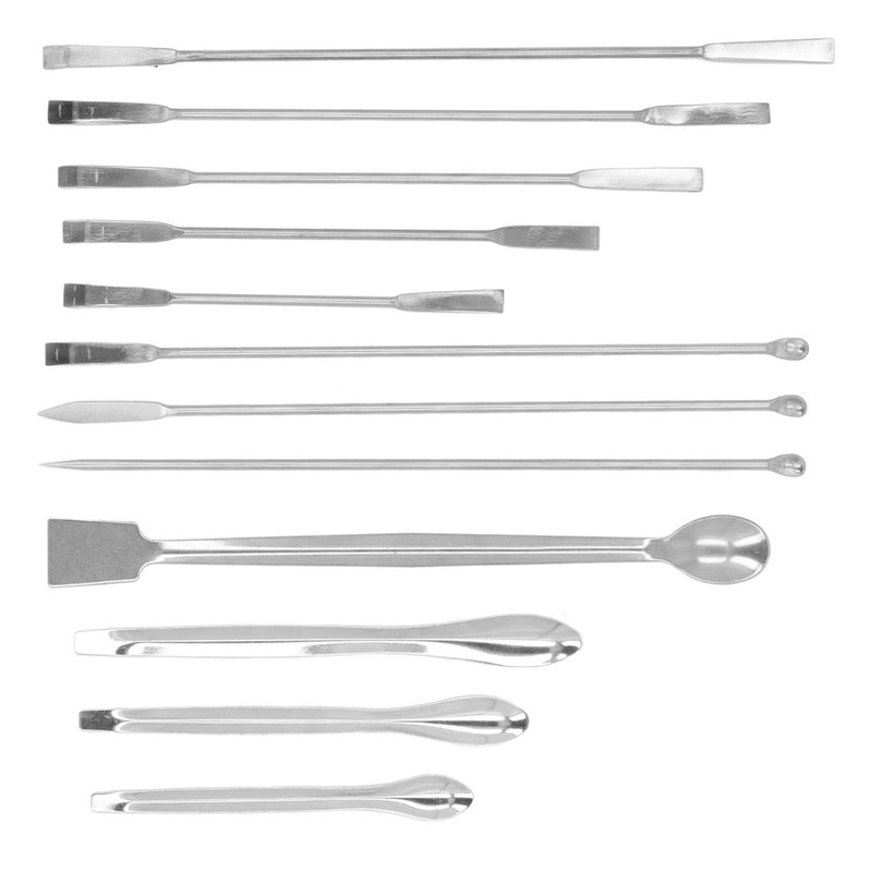 12Pcs Laboratory Spatula Stainless Steel Reagent Scoop Spoon Tool Set